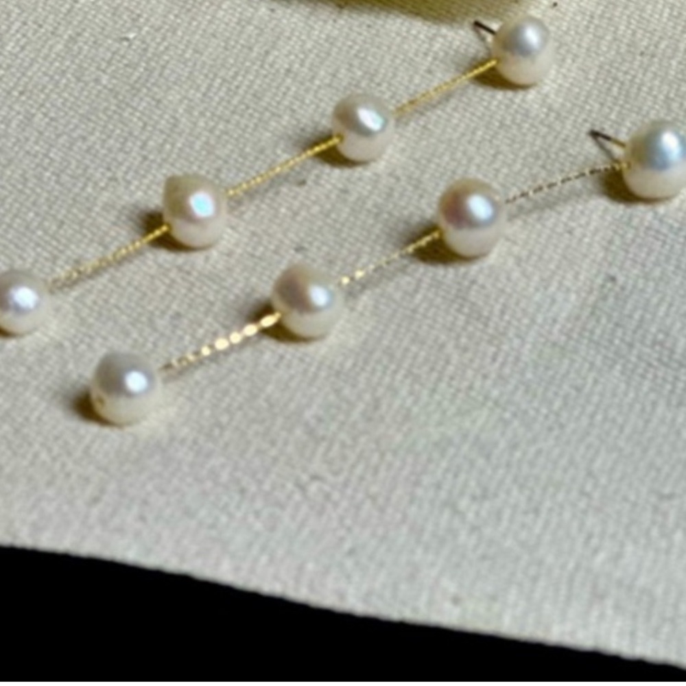 New Anthropologie BHLDN Leonor Long Pearl Earrings lenor nwt - Picture 2 of 6